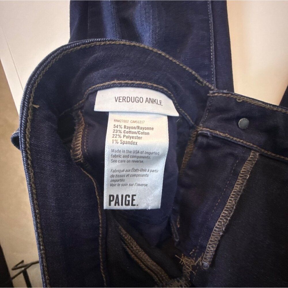 Paige Verdugo Ankle Skinny Jeans Womens Size 25 Dark Wash Rayon/Cotton/Polyester - Picture 4 of 5